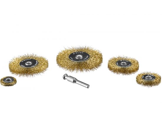 Набор щеток дисковых (5 шт; 0.3 мм витая стальная латунированная) для дрели ЗУБР 3521-H5_z02 