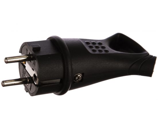 Угловая вилка с кольцом Smartbuy каучуковая 230В, 2P+PE, 16A, IP44 SBE-16-P08-R 