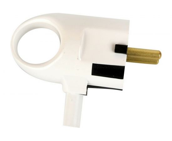 Угловая разборная вилка Volsten Sb2-PZ11 16А с кольцом белая евро с заземлением модель В 16-008 14444 