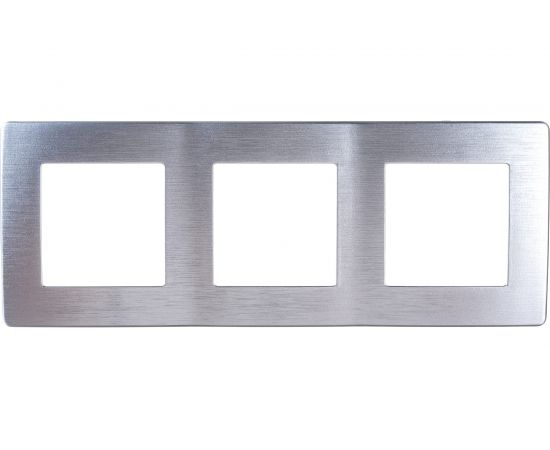 Рамка для розеток и выключателей ЭРА Серия 12 12510303 на 3 поста, Сатин, алюминий Б0052521 – изображение 2