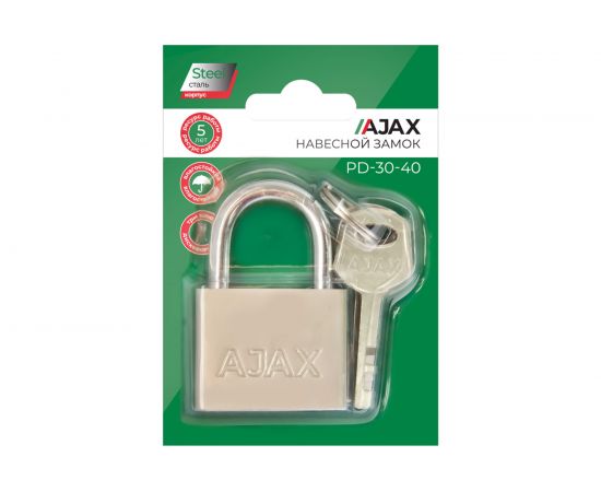 Навесной замок AJAX PD-30-40, фин. 3 кл., блистер 42575 – изображение 2