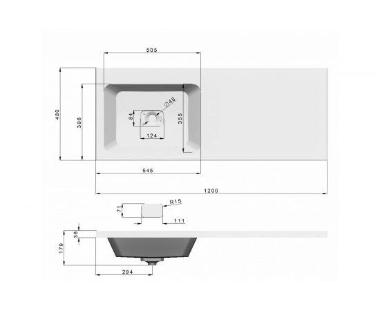 Умывальник Emmy Камила 1200 левый, с кронштейном 610017-12 – изображение 2
