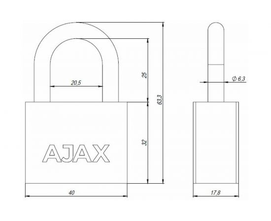 Навесной замок AJAX PD-30-40, фин. 3 кл., блистер 42575 – изображение 3