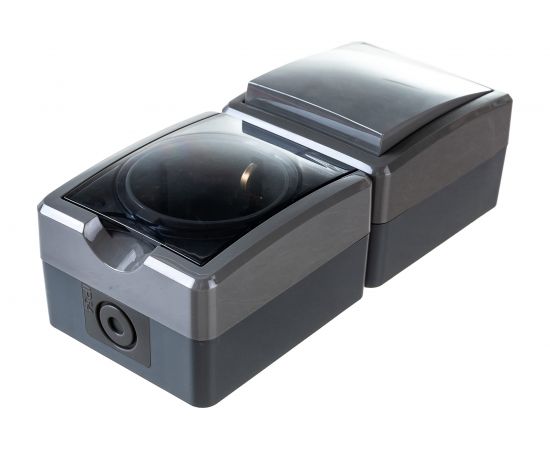 Вертикальный блок: розетка + выключатель ЭРА 11740703, IP54, 16A250В, ОУ, Эксперт Б0036005 – изображение 3