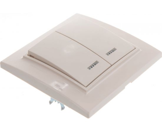 Выключатель STEKKER 2-клавишный с индикатором 220V 10А серия Эрна слоновая кость PSW10-9002-02 39229 – изображение 3