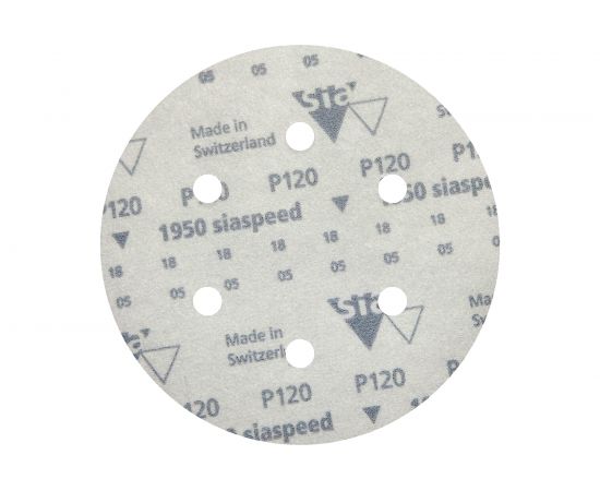 Круг шлифовальный на липучке siaspeed 1950 (5+1 шт; 150 мм; 6 отверстий; P120) sia Abrasives ss6-150-6-120 – изображение 3