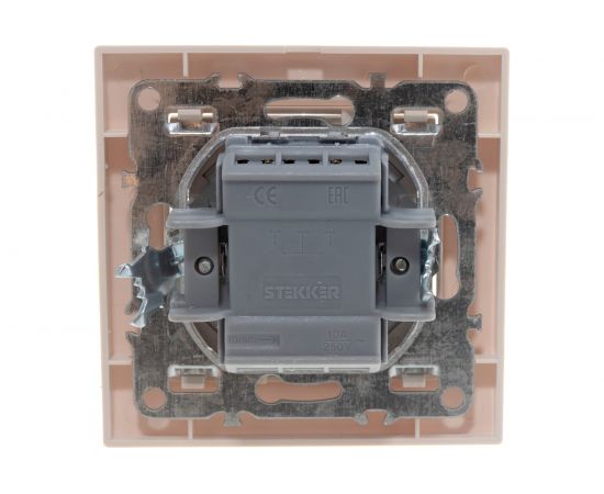 Выключатель STEKKER 2-клавишный с индикатором 220V 10А серия Эрна слоновая кость PSW10-9002-02 39229 – изображение 4