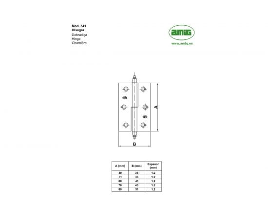 Петля Amig мод. 541-70 карточная, съем.прав. черная 5165 – изображение 4
