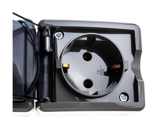 Вертикальный блок: розетка + выключатель ЭРА 11740703, IP54, 16A250В, ОУ, Эксперт Б0036005 – изображение 4