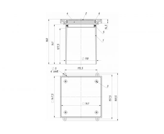 Лючок прочистка/ревизия Татполимер ТП-98.100 с пробкой и крышкой DN110 29897 – изображение 4