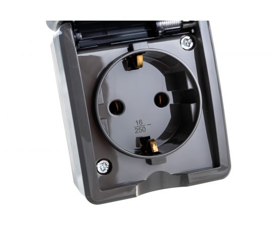 Вертикальный блок: розетка + выключатель ЭРА 11740703, IP54, 16A250В, ОУ, Эксперт Б0036005 – изображение 5