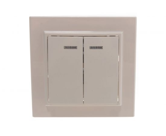 Выключатель STEKKER 2-клавишный с индикатором 220V 10А серия Эрна слоновая кость PSW10-9002-02 39229 – изображение 5