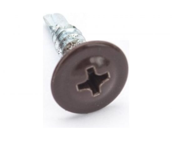 Саморезы с пресс-шайбой Госкреп сверло, 4.2х19 мм, коричневые, RAL8017, 30 шт. 1-0017490 