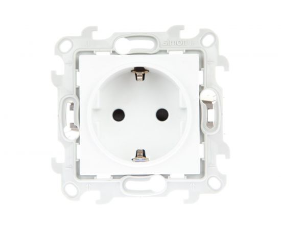 Розетка Simon 2К+З с защитными шторками Push&Go, белый 2420432-030 