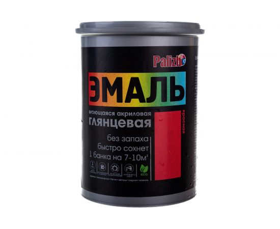 Акриловая эмаль PALIZH глянцевая 604 красная 1кг 1/6 11605614 
