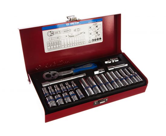 Набор шестигранных торцевых головок с принадлежностями 1/4", 4-13мм, 26шт KING TONY 2526MR 