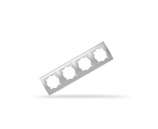 Рамка UNIVersal Бриллиант 4-х местная, горизонтальная, серебро 7949759 