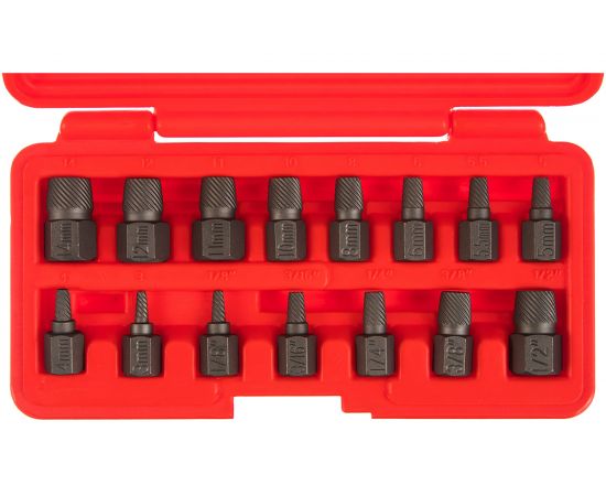 Набор экстракторов 1/8-1/2, 3-14 мм (15 предметов, кейс) JTC 4639 