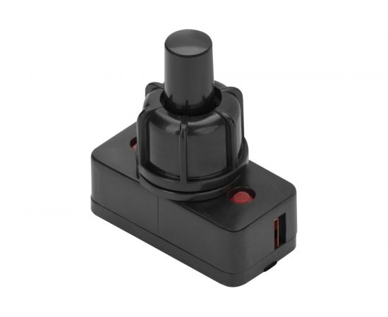 Выключатель-кнопка duwi черный 2 контакта, 250В, 3А, ВКЛ-ВЫКЛ тип PBS-17A2, 26850 5 