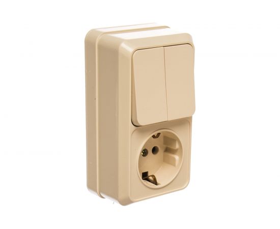 Двойной вертикальный блок: розетка-выключатель Intro 270602 10-16А 250В, IP20, ОУ, Quadro Б0036170 