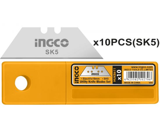 Лезвия (10 шт; 61х19 мм) для универсального ножа INGCO HUKB611 