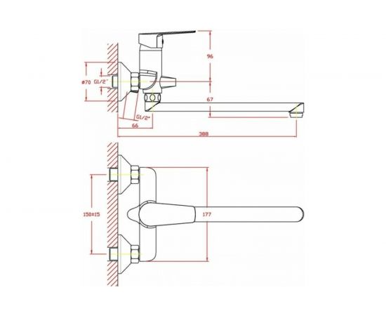 Смеситель для ванны Zollen Korbach длинный излив 350 мм, картридж 35 мм KR62411541 447993 – изображение 2