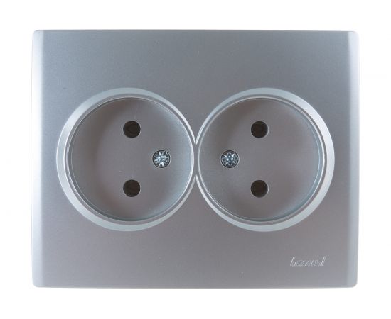 Двойная розетка Lezard KARINA без заземления, ПБТ, матовое серебро 707-4300-128B – изображение 2
