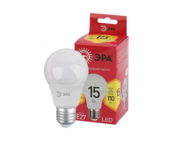 Светодиодная лампа ЭРА LED A6015W827E27 R, груша, 15Вт, теплый, E27 Б0046355 – изображение 3