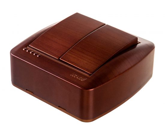 Двойной выключатель Lezard DEMET махагон 711-0500-101 – изображение 3