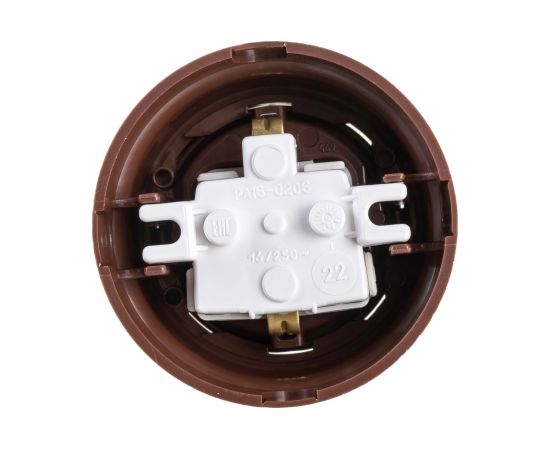 Розетка Bylectrica РА16-0206 1-местная с заз. контактом, со шторками 16А ОУ, серия РЕТРО, коричневый – изображение 3