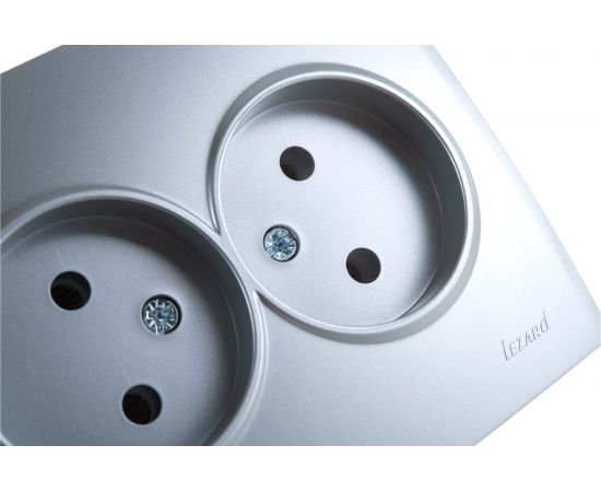 Двойная розетка Lezard KARINA без заземления, ПБТ, матовое серебро 707-4300-128B – изображение 3