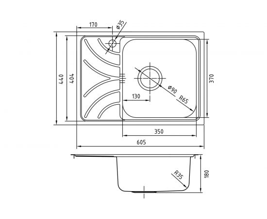 Мойка IDDIS Arro S, нерж. сталь, шелк, чаша справа, 605*440, ID ARR60SRi77 – изображение 3
