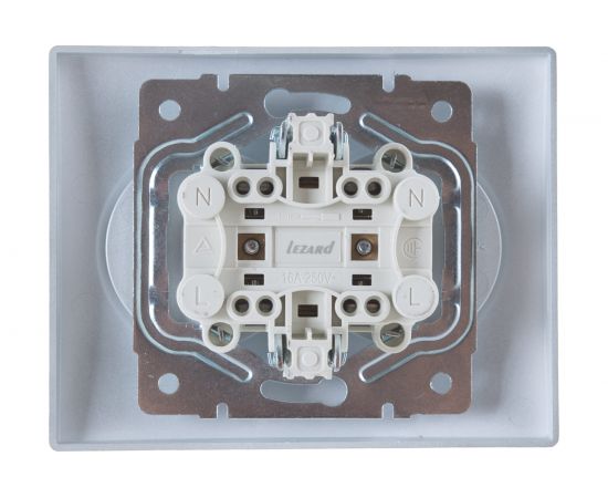 Двойная розетка Lezard KARINA без заземления, ПБТ, матовое серебро 707-4300-128B – изображение 4