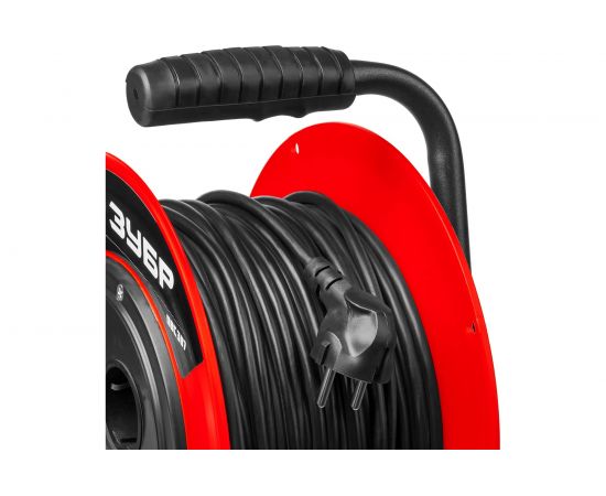 Удлинитель на катушке ЗУБР ПВС 307, 20 м, 2500 Вт, 4 гнезда, ПВС 3х0,75 кв мм, 55083-20 – изображение 4