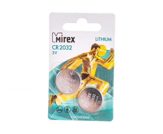 Батарея Mirex, литиевая CR2032 3V 2 шт ecopack 23702-CR2032-E2 – изображение 5