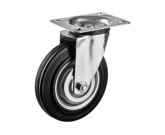 Колесо поворотное (160 мм; г/п 145 кг; резина/металл; игольчатый подшипник) ЗУБР 30936-160-S 