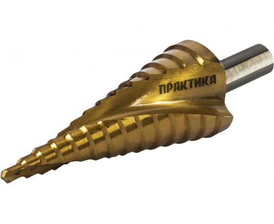 Сверло ступенчатое спиральное с кобальтовым покрытием по металлу (4-30 мм; шаг 2 мм; 3-х гран.хвост.10 мм) ПРАКТИКА 793-770 