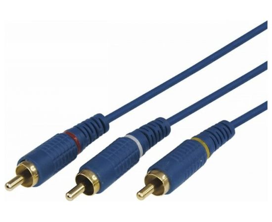Шнур REXANT 3 RCA - 3 RCA, длина 1,5 метра, синий 17-0202-1 