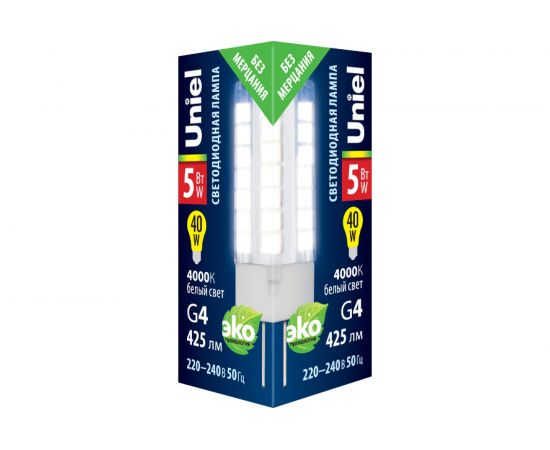 Светодиодная лампа Uniel LED-JC-220/5W/4000K/G4/CL GLZ09TR прозрачная UL-00006745 – изображение 2