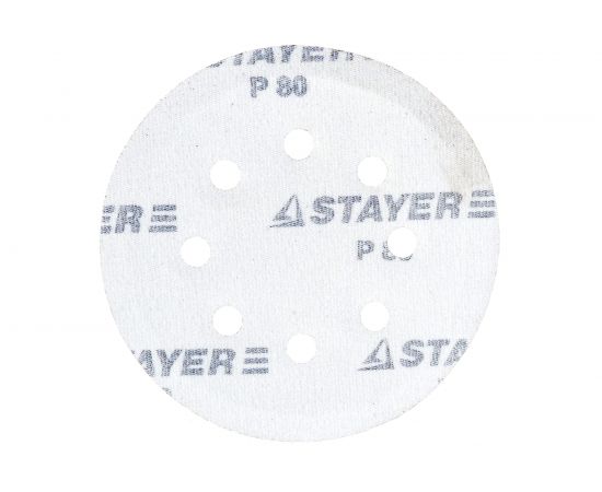 Универсальный шлифовальный круг STAYER на велкро основе 125 мм 8 отверстий 5 шт. Р80 35452-125-080 – изображение 2