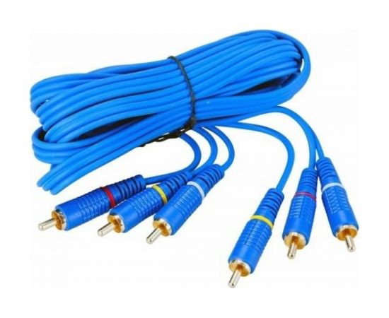 Шнур REXANT 3 RCA - 3 RCA, длина 1,5 метра, синий 17-0202-1 – изображение 2