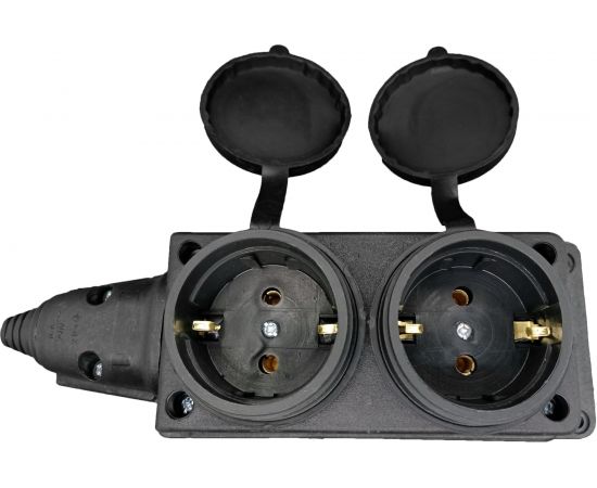 2-х местная каучуковая розетка Bull с заземлением с крышкой 338003-1 – изображение 2