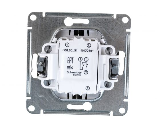 2-клавишный механизм выключателя Schneider Electric скрытой проводки Glossa 10А IP20 5 10AX графит GSL001351 – изображение 2
