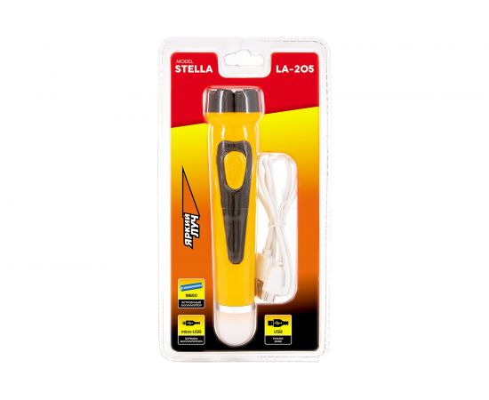 Фонарь ЯРКИЙ ЛУЧ LA-205 Stella аккум, 1W 80лм+кемпинг 70лм, powerbank, Li-Ion 4606400106203 – изображение 2