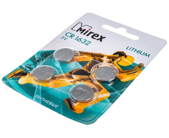 Батарея Mirex, литиевая CR1632 3V 4 шт ecopack 23702-CR1632-E4 – изображение 3