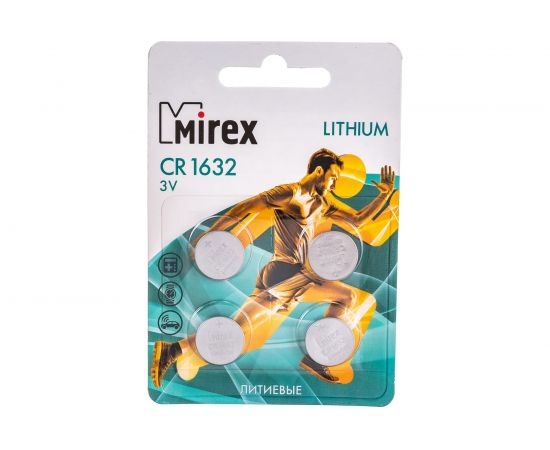 Батарея Mirex, литиевая CR1632 3V 4 шт ecopack 23702-CR1632-E4 – изображение 4