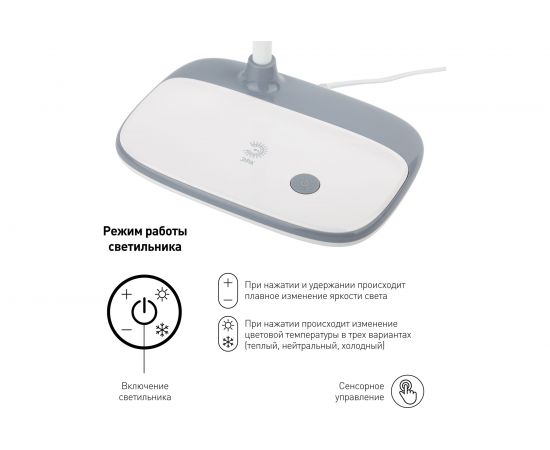 Настольный светильник ЭРА NLED-458-6W-W белый Б0028457 – изображение 5