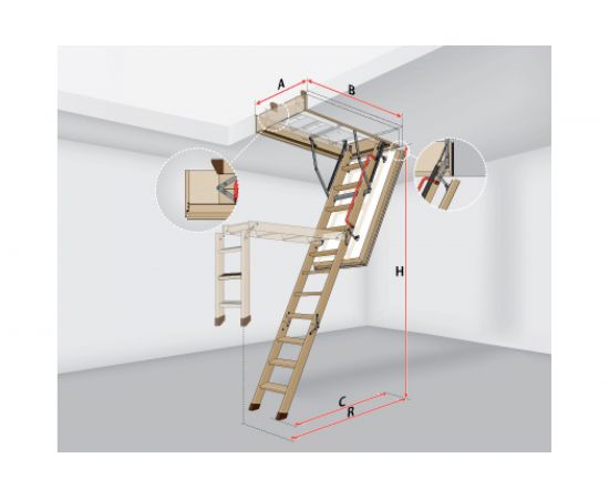 Чердачная лестница FAKRO LWT 70х120 см, высота 280 см 863111 – изображение 7
