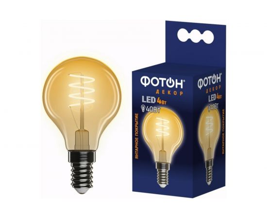 Светодиодная лампа ФОТОН LED FL P45-S 4W E14 2200К, серия ДЕКОР 23964 