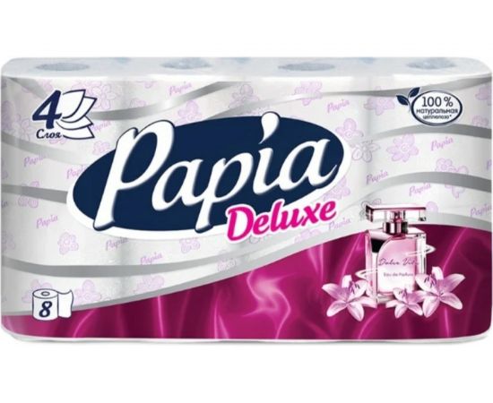 Туалетная бумага PAPIA DELUXE Арома Дольче Вита 4 слоя, 8 рулонов 1015031423 